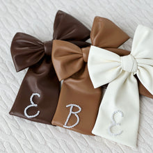 Load image into Gallery viewer, Pearl Leather Initial Bow
