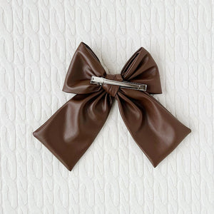 Pearl Leather Initial Bow
