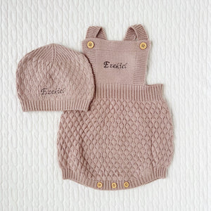 Personalized Khaki Baby Knit Set