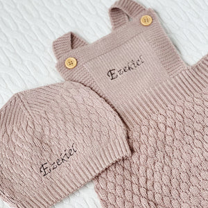 Personalized Khaki Baby Knit Set