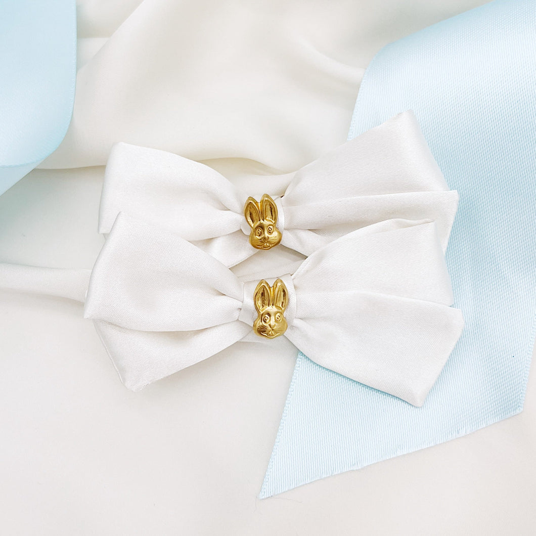 Bunny Ivory Pigtail Bows