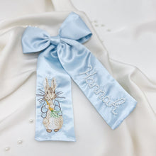 Load image into Gallery viewer, Peter Rabbit Blue Bespoke Pearl Bow
