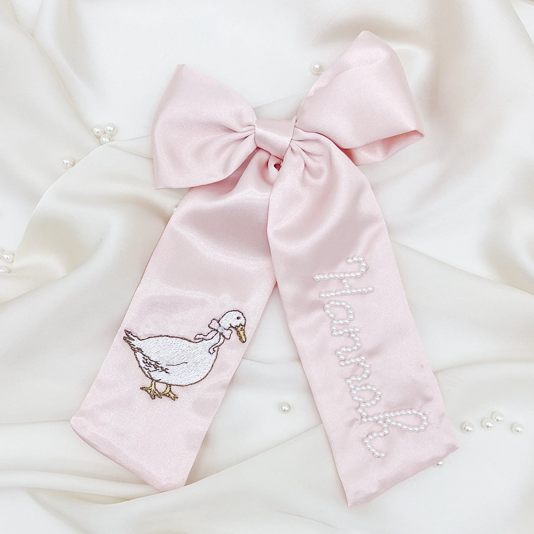Duck Pink Bespoke Pearl Bow