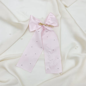 Pink Ribbon Pearl Bow