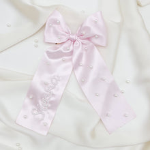 Load image into Gallery viewer, Pink Ribbon Pearl Bow
