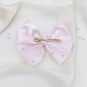 Pink Initial Ribbon Pearl Bow