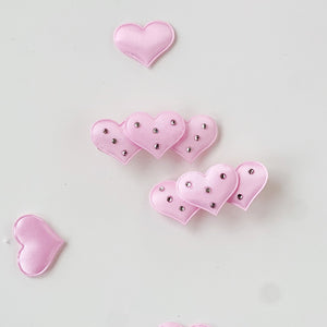 Pink Heart Crystal Pigtail Clips
