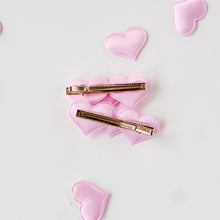 Load image into Gallery viewer, Pink Heart Crystal Pigtail Clips
