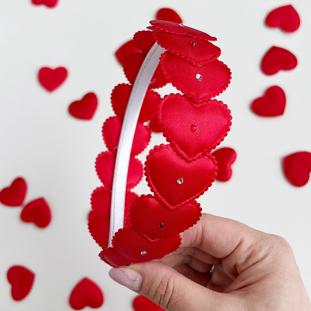 Red Crystal Heart Headband