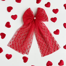 Load image into Gallery viewer, Red Heart Long Tulle Bow
