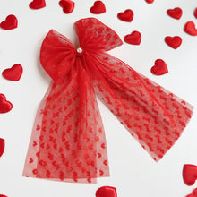 Load image into Gallery viewer, Red Heart Long Tulle Bow
