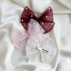 Francine Tulle Pearl Bow Set