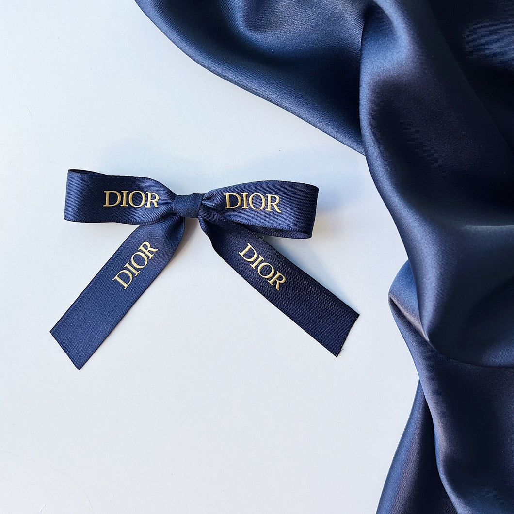 Authentic Navy Dior Medium Bow