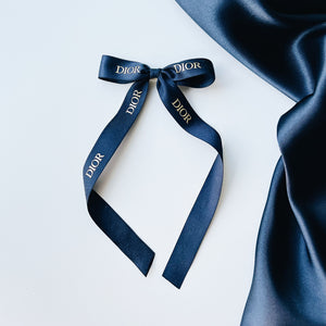 Authentic Navy Dior Long Bow