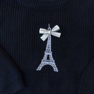 Black Eiffel Tower Knit Sweater