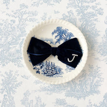 Load image into Gallery viewer, Navy Mini Velvet Bespoke Initial Bow

