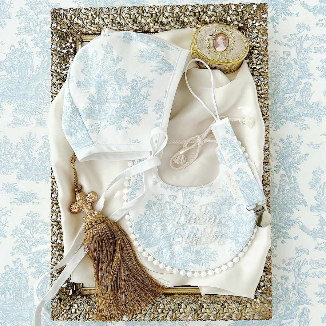 Baby Blue Toile Baby Set