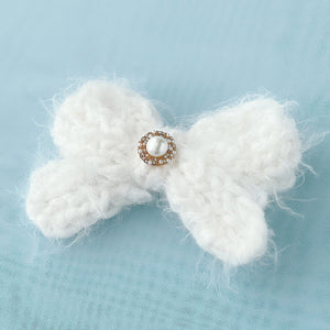 Eloise White Knit Medium Bow