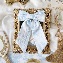 Load image into Gallery viewer, Blue Toile Sailor Pearl Bow
