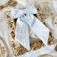 Load image into Gallery viewer, Blue Toile Sailor Pearl Bow
