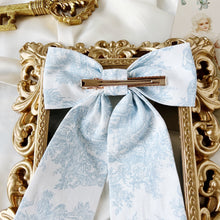 Load image into Gallery viewer, Blue Toile Sailor Pearl Bow
