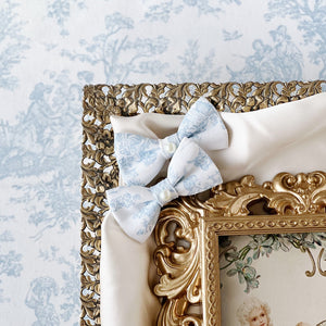 Blue Toile Baby Bows