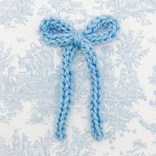 Load image into Gallery viewer, Blue Chunky Knit Long Bow
