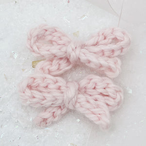 Pink Knit Baby Bows