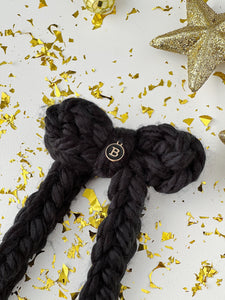 Black Knit Initial Bow