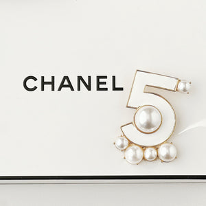 Number Five White Brooch