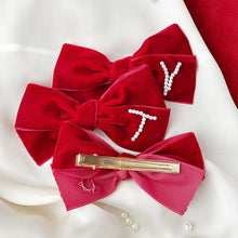 Load image into Gallery viewer, Mini Velvet Bespoke Initial Bow
