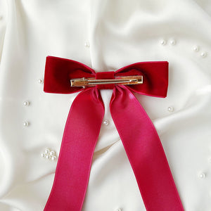 Luxe Red Long Velvet Initial Bow