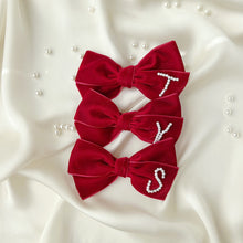 Load image into Gallery viewer, Mini Velvet Bespoke Initial Bow
