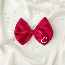 Load image into Gallery viewer, Red Satin Bespoke Initial Bow
