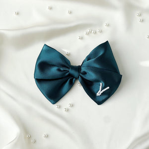 Emerald Green Satin Bespoke Initial Bow