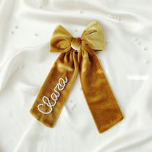 Load image into Gallery viewer, Gold Velvet Beaded Bow
