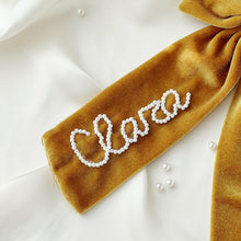Load image into Gallery viewer, Gold Velvet Beaded Bow
