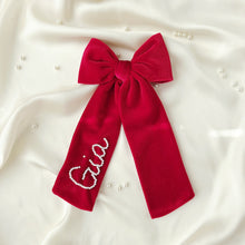 Load image into Gallery viewer, Red Velvet Beaded Bow
