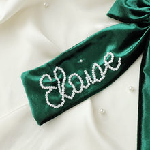 Load image into Gallery viewer, Emerald Green Velvet Beaded Bow
