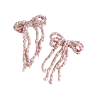 Dreamy Mauve Yarn Pigtail Bows