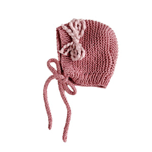Hand Knit Mauve Bonnet