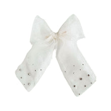Load image into Gallery viewer, White Crystal Medium Organza Bow
