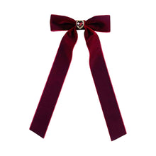 Load image into Gallery viewer, Maroon Heart Velvet Bow
