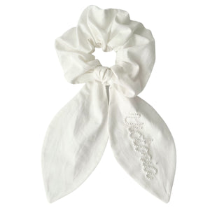 White Cotton Pearl Scrunchie