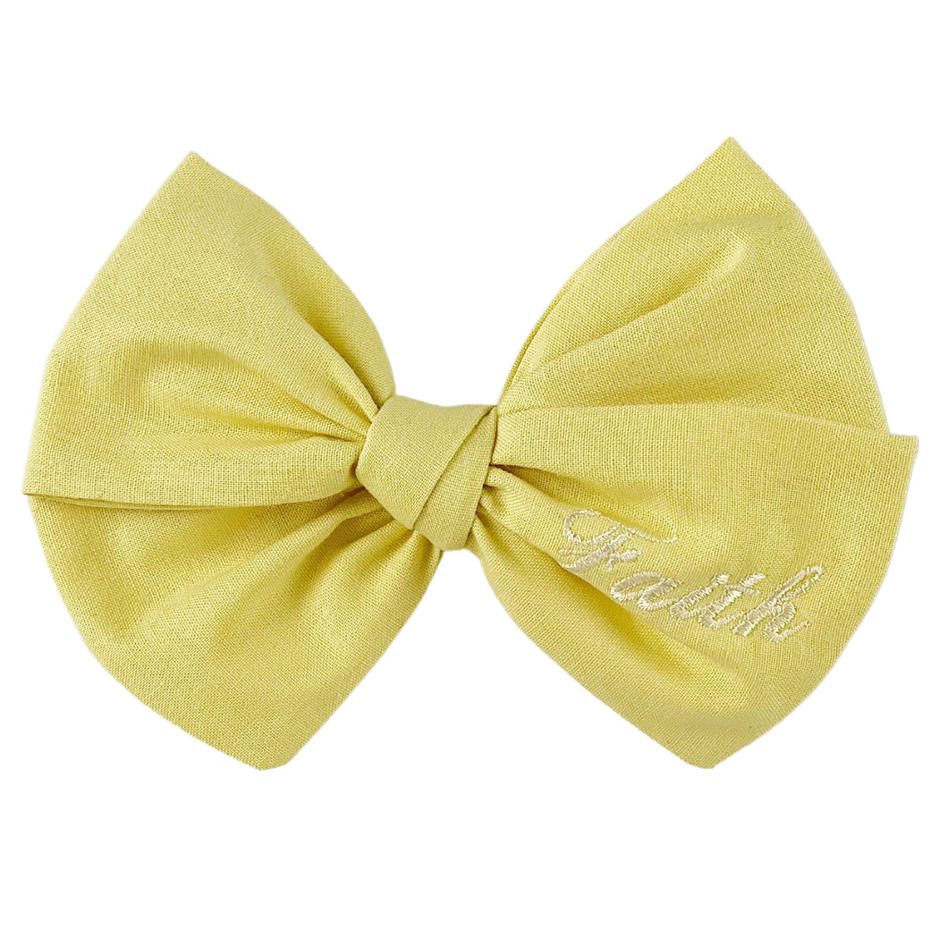 Yellow Personalized Cotton Bow {Medium}