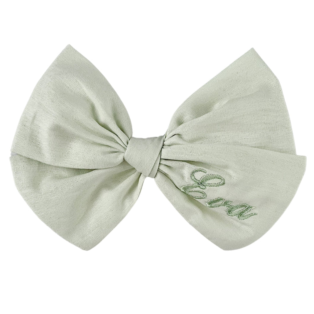Green Personalized Cotton Bow {Medium}