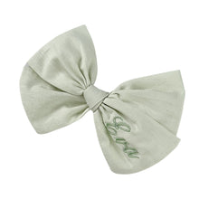 Load image into Gallery viewer, Green Personalized Cotton Bow {Medium}
