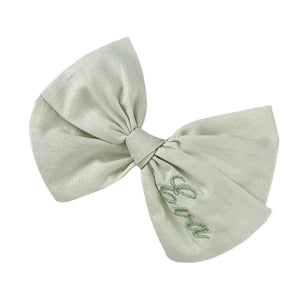 Green Personalized Cotton Bow {Medium}