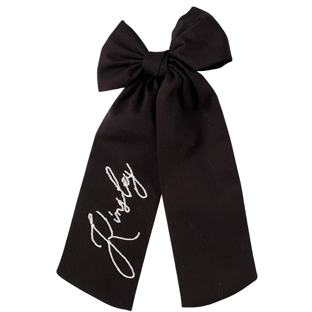 Black Cotton Personalized Bow
