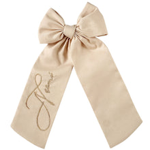 Load image into Gallery viewer, Dark Beige Cotton Personalized Bow
